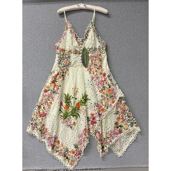 FARM Rio Dresses & Skirts - NWT FARM Rio Delicate Forest Scarves Midi in White Floral Eyeler Tank Dress XL